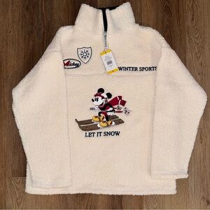 Disney Women's Sherpa Fleece Jacket Mickey MEDIUM OFF WHITE